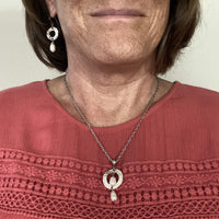 Baroque Pearls Pendant Necklace with Silver Hammered Ring-Necklaces- Creative Jewelry by Marcia